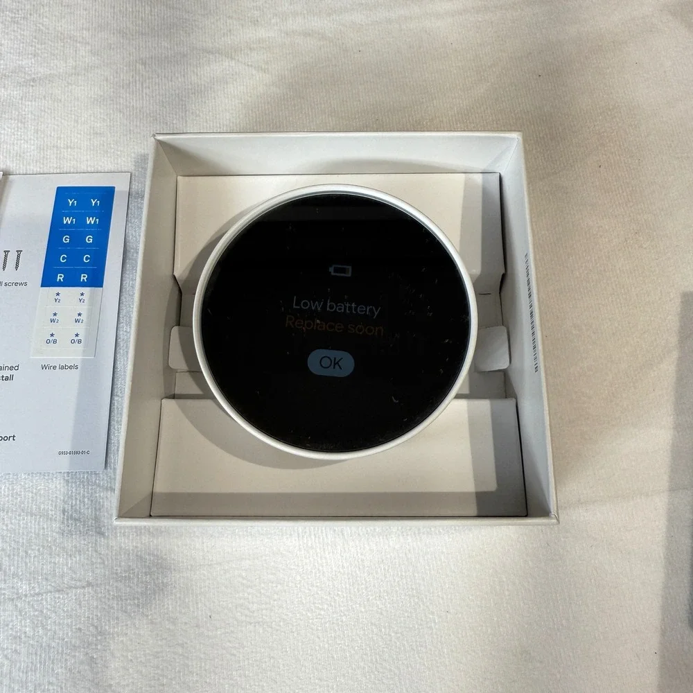 Google Nest Thermostat White Smart Home Energy Saving Control from Anywhere